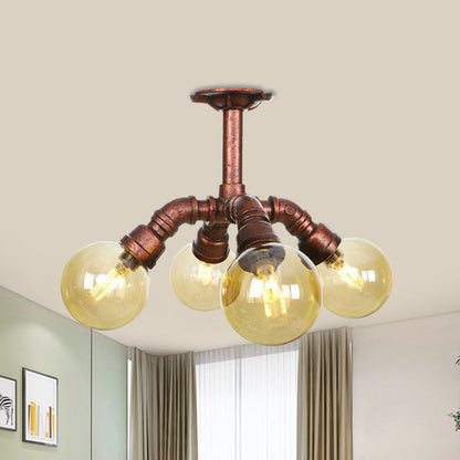 Colette Amber Glas Kupfer Multi-Licht Deckenleuchte