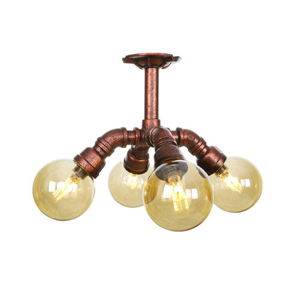Colette Amber Glas Kupfer Multi-Licht Deckenleuchte
