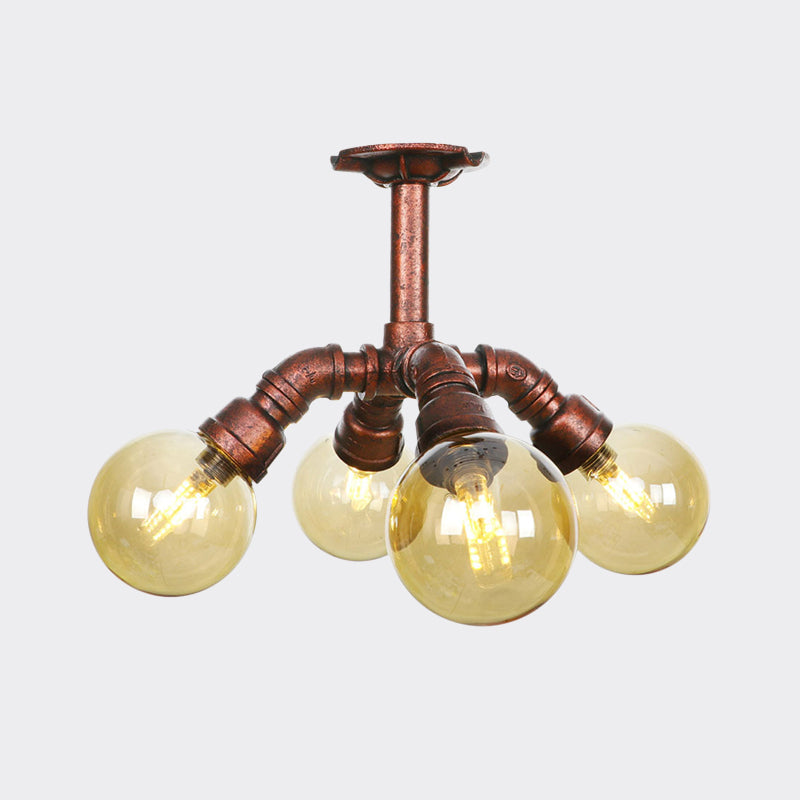 Colette Amber Glas Kupfer Multi-Licht Deckenleuchte