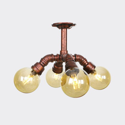 Colette Amber Glas Kupfer Multi-Licht Deckenleuchte