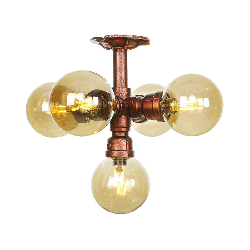 Colette Amber Glas Kupfer Multi-Licht Deckenleuchte