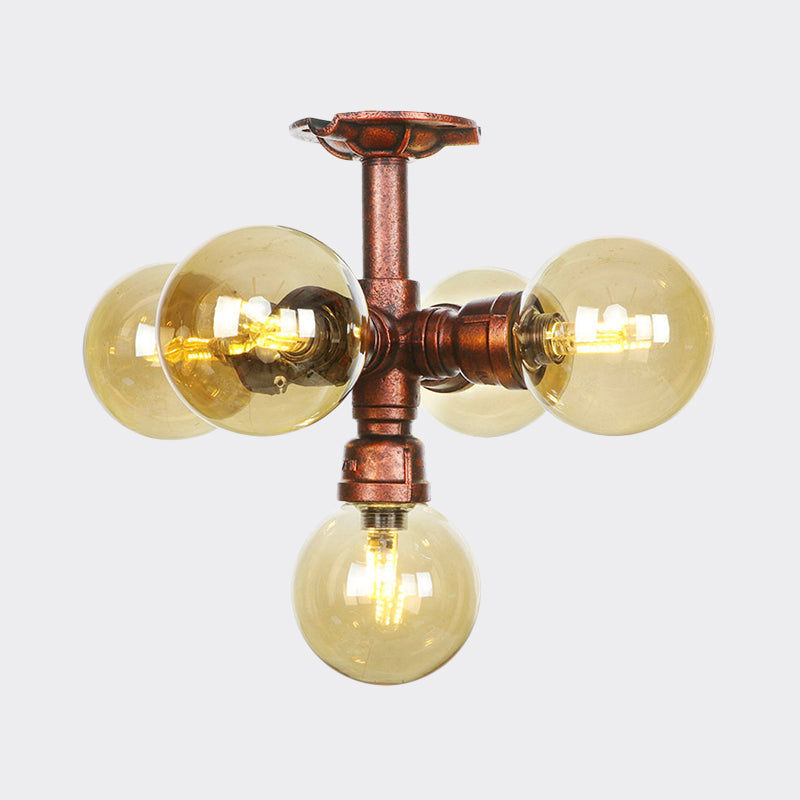 Colette Amber Glas Kupfer Multi-Licht Deckenleuchte