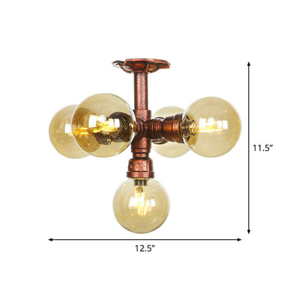 Colette Amber Glas Kupfer Multi-Licht Deckenleuchte