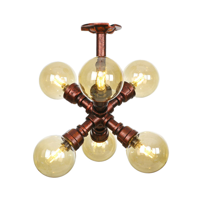 Colette Amber Glas Kupfer Multi-Licht Deckenleuchte