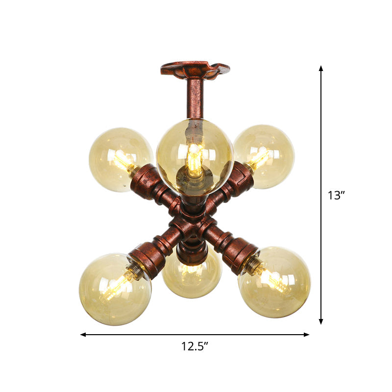 Colette Amber Glas Kupfer Multi-Licht Deckenleuchte