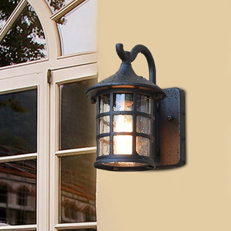 Joséphine Seeded Glass Lantern Outdoor Wall Sconce