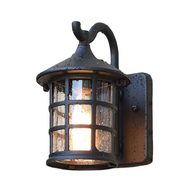 Juliette Outdoor-Wandlampe aus Seeded Glass in Bronze und Schwarz