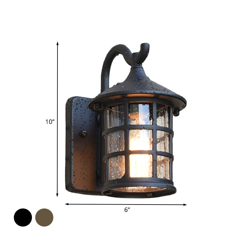 Juliette Outdoor-Wandlampe aus Seeded Glass in Bronze und Schwarz