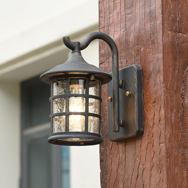 Joséphine Seeded Glass Lantern Outdoor Wall Sconce