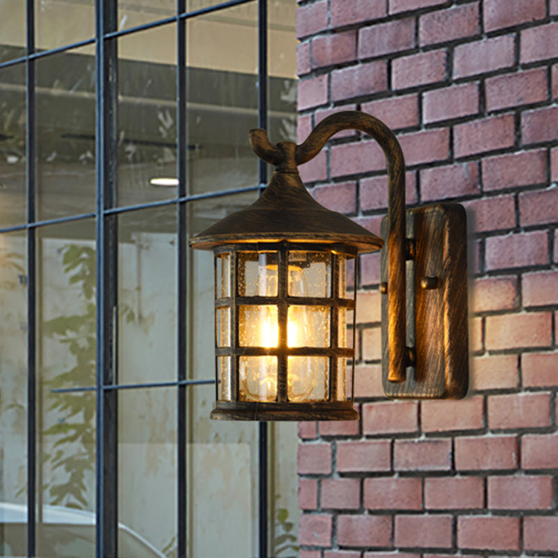 Juliette Outdoor-Wandlampe aus Seeded Glass in Bronze und Schwarz