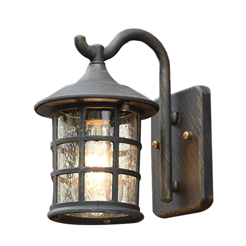Juliette Outdoor-Wandlampe aus Seeded Glass in Bronze und Schwarz