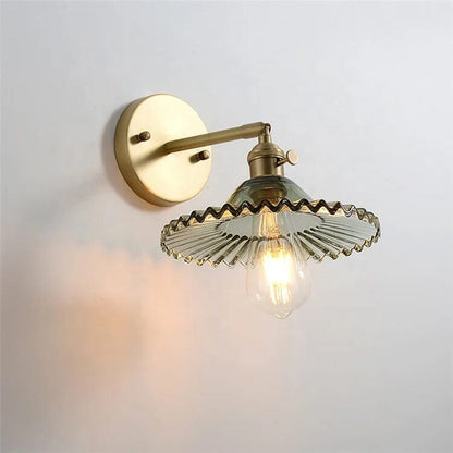 Céleste Vintage Round Green Glass Wall Lamp with Knob Switch