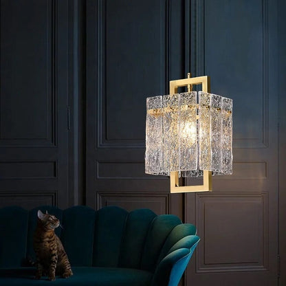 Aurélie Golden Glass Wall Lamp with Crystal Accents