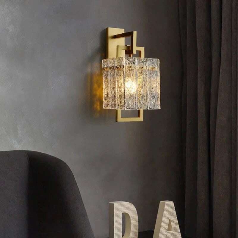 Aurélie Golden Glass Wall Lamp with Crystal Accents