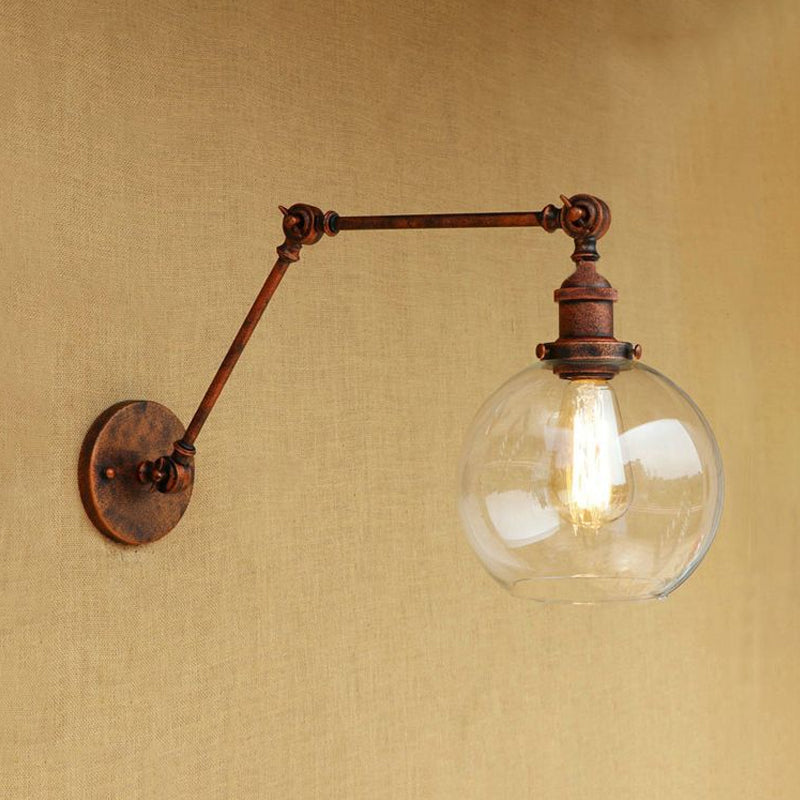 Delphine Industrial Globe Swing Arm Wall Light
