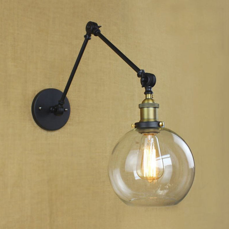 Delphine Industrial Globe Swing Arm Wall Light