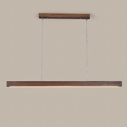 Elodie Minimal Walnut Wood Linear Chandelier