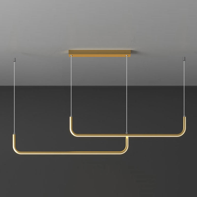 Camille Minimalistische Lineare LED-Kronleuchter Moderne Gold Schwarz Deckenleuchte