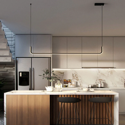 Camille Minimalistische Lineare LED-Kronleuchter Moderne Gold Schwarz Deckenleuchte