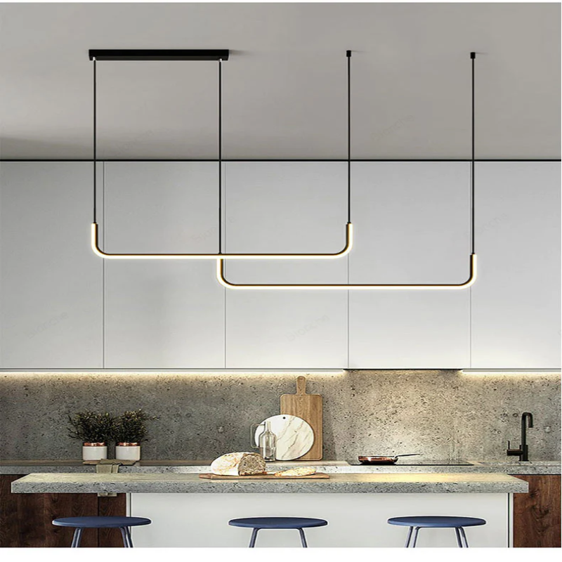 Camille Minimalistische Lineare LED-Kronleuchter Moderne Gold Schwarz Deckenleuchte