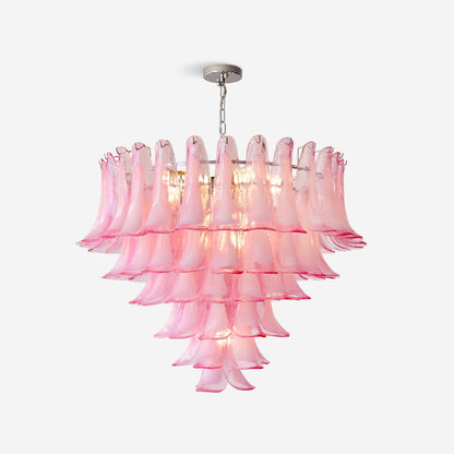Émilienne Blumen-Kronleuchter, geschichtete Glasblüten mit Metallrahmen