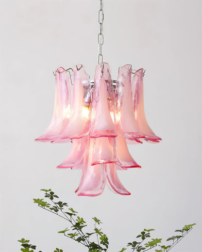 Émilienne Blumen-Kronleuchter, geschichtete Glasblüten mit Metallrahmen