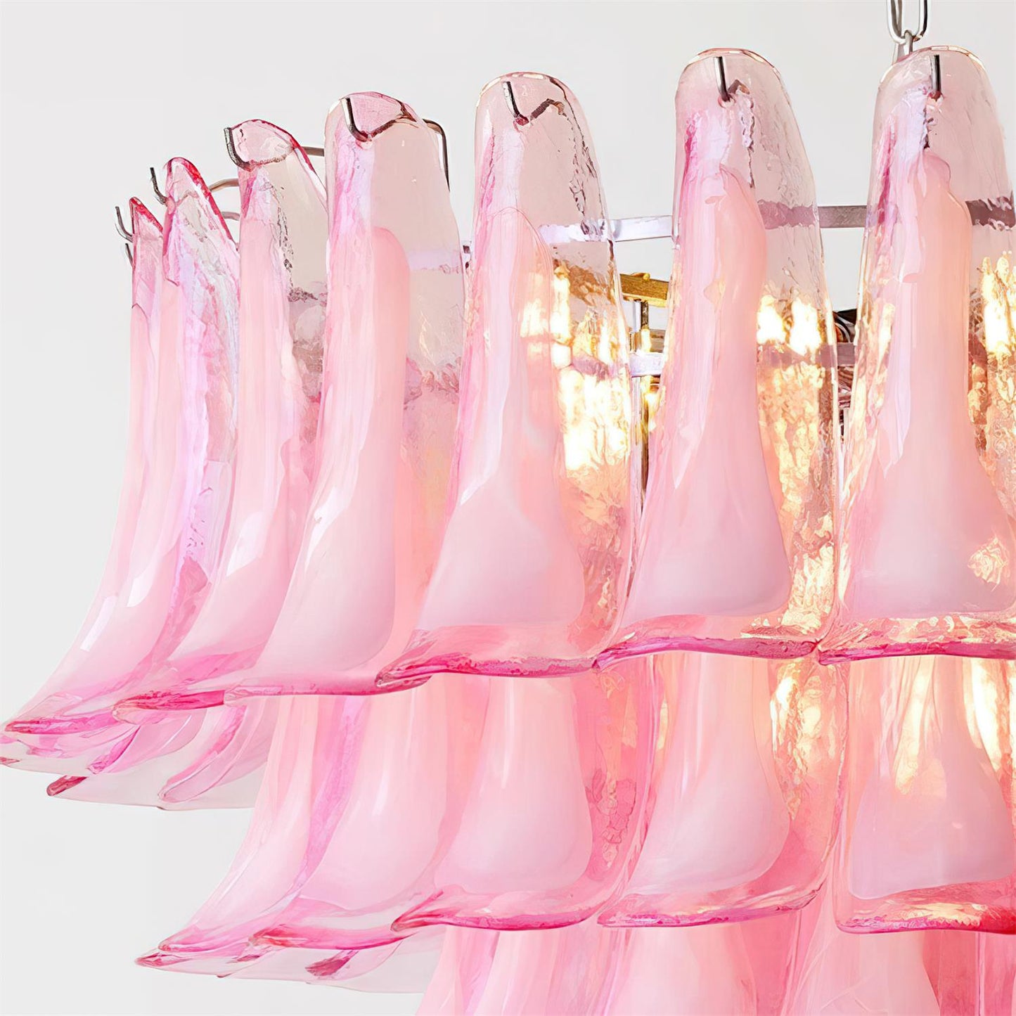 Émilienne Blumen-Kronleuchter, geschichtete Glasblüten mit Metallrahmen