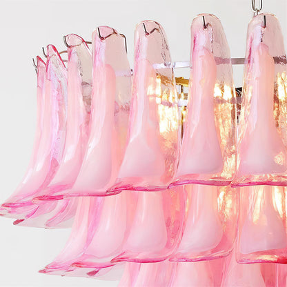Émilienne Blumen-Kronleuchter, geschichtete Glasblüten mit Metallrahmen