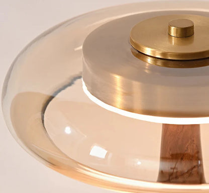 Camille Retro Wood & Glass Table Lamp
