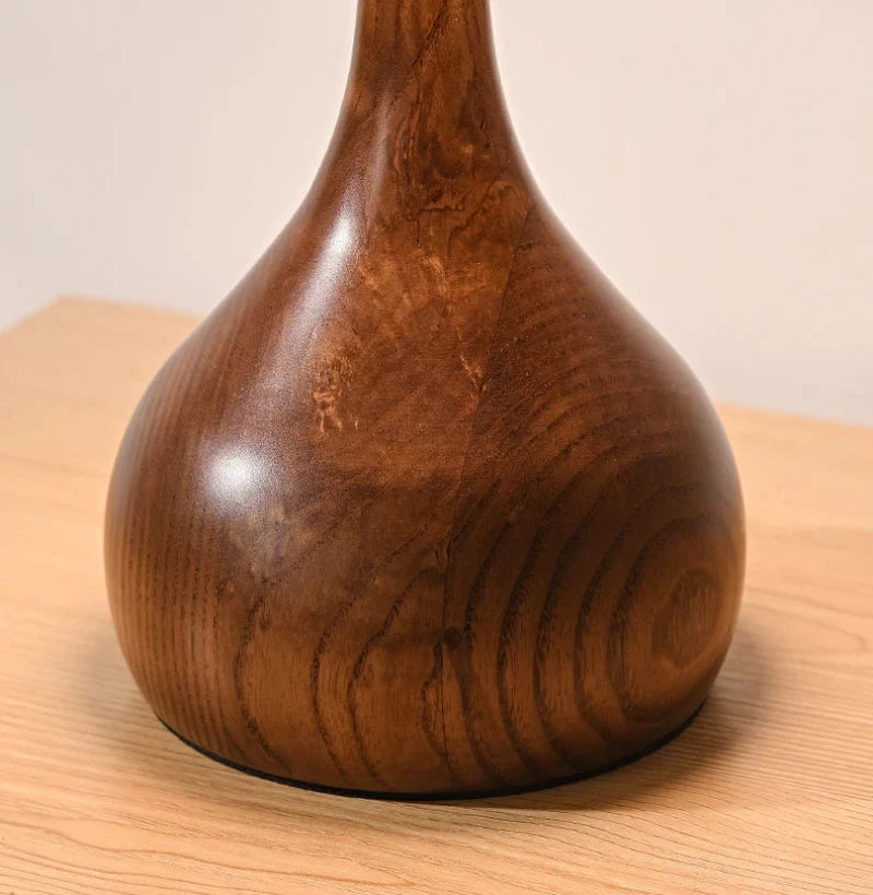 Camille Retro Wood & Glass Table Lamp