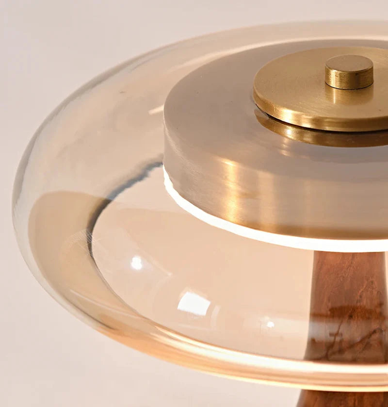 Camille Retro Wood & Glass Table Lamp