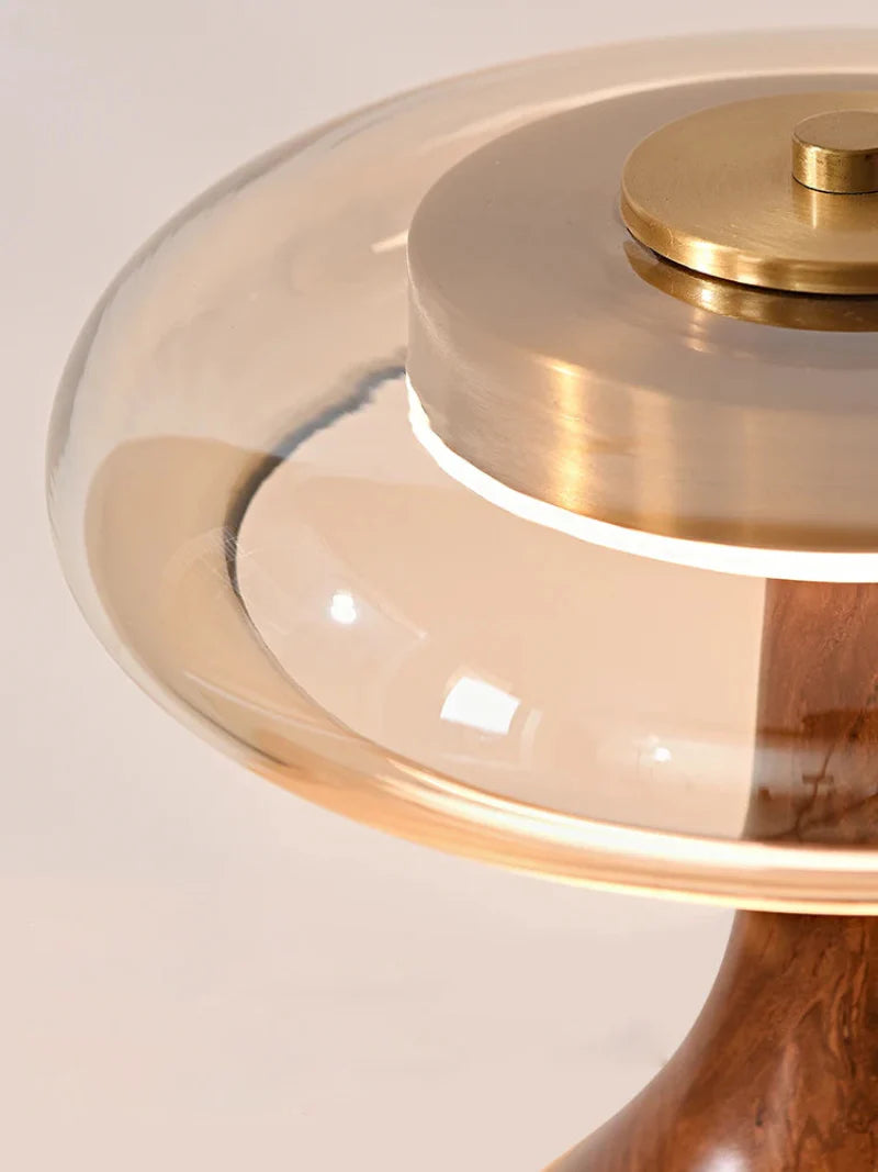 Camille Retro Wood & Glass Table Lamp