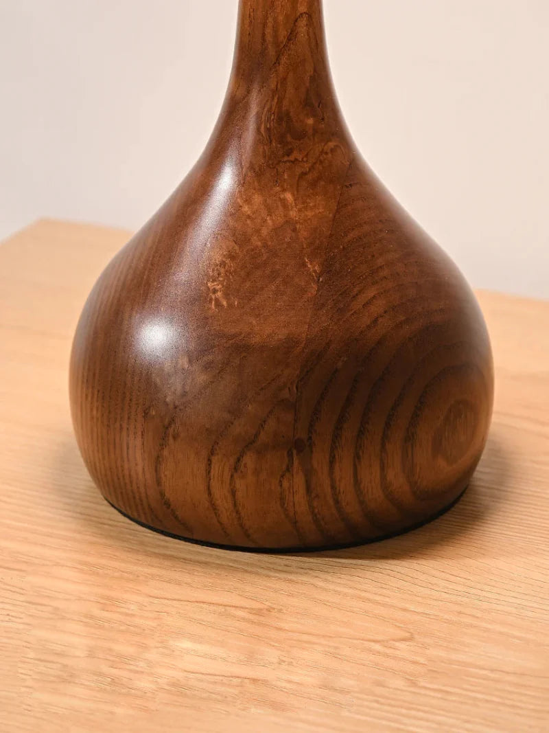 Camille Retro Wood & Glass Table Lamp