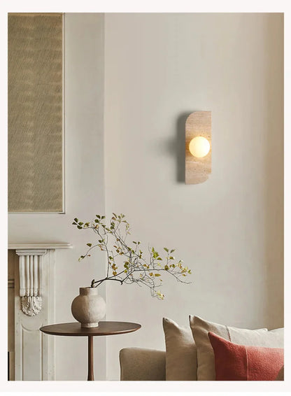 Élodie Arco Travertin LED-Wandleuchte