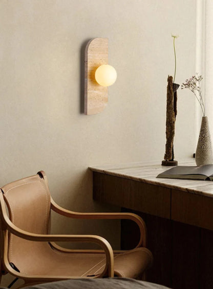 Élodie Arco Travertin LED-Wandleuchte