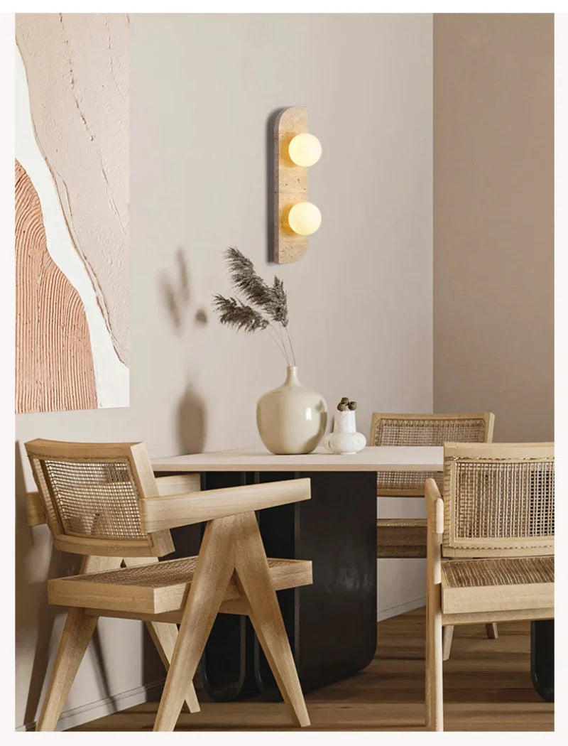 Élodie Arco Travertin LED-Wandleuchte