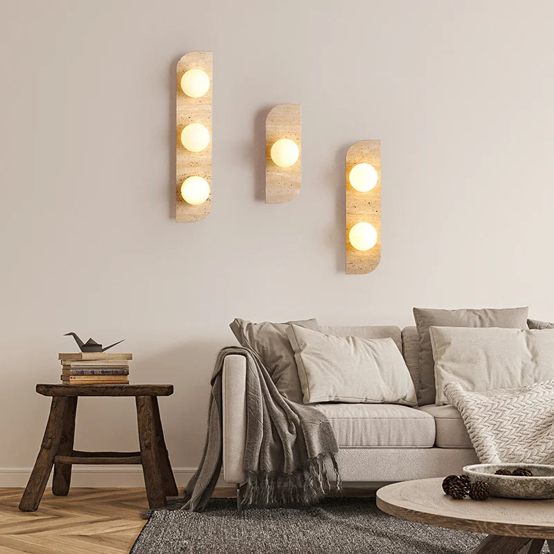 Élodie Arco Travertin LED-Wandleuchte