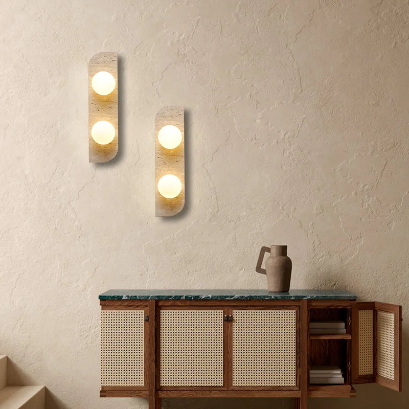 Élodie Arco Travertin LED-Wandleuchte
