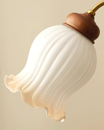 Céleste Holzleuchter, florale Glasschirme mit Metallarmen