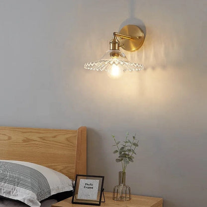 Céleste Vintage Round Green Glass Wall Lamp with Knob Switch