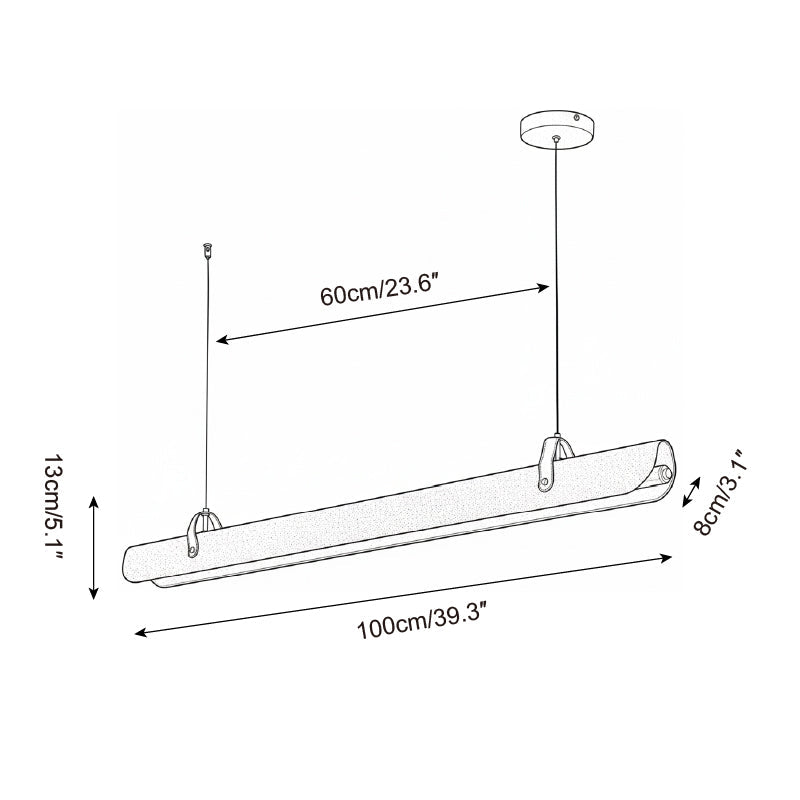 Étienne LED-Linearlampe mit Lederriemen und Metallrahmen
