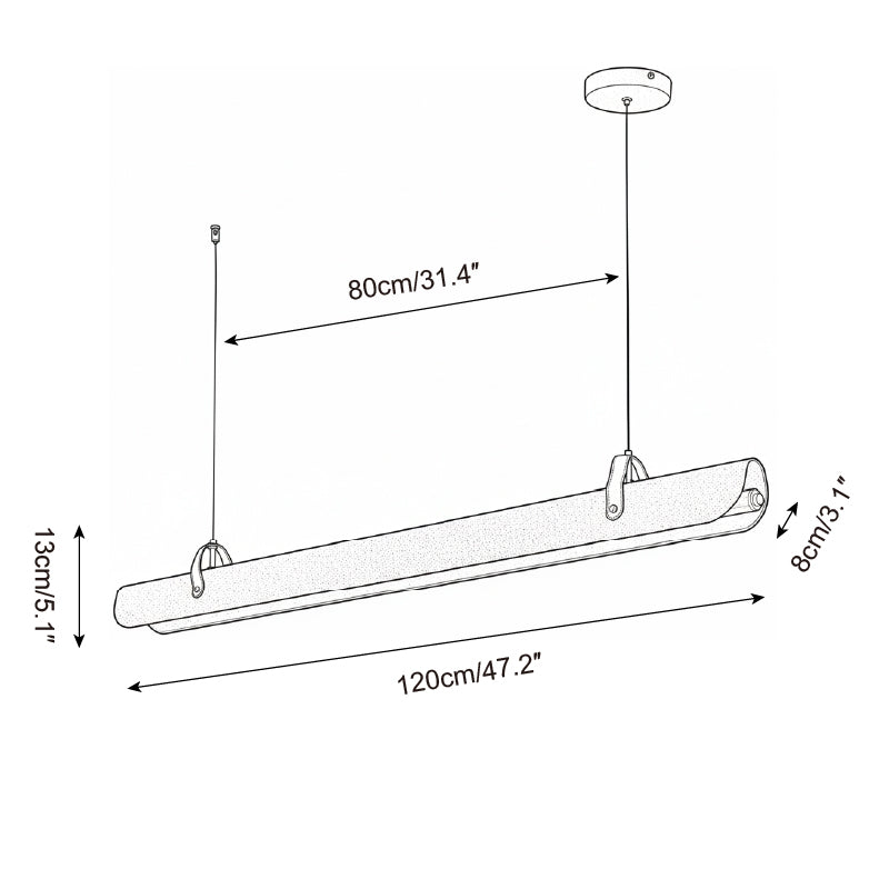 Étienne LED-Linearlampe mit Lederriemen und Metallrahmen