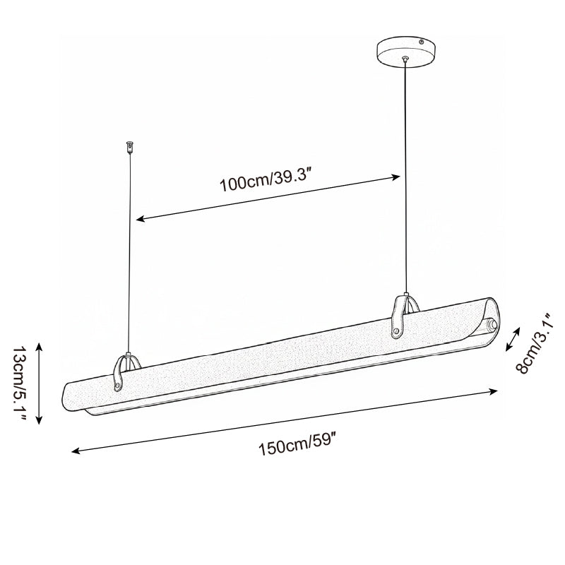 Étienne LED-Linearlampe mit Lederriemen und Metallrahmen