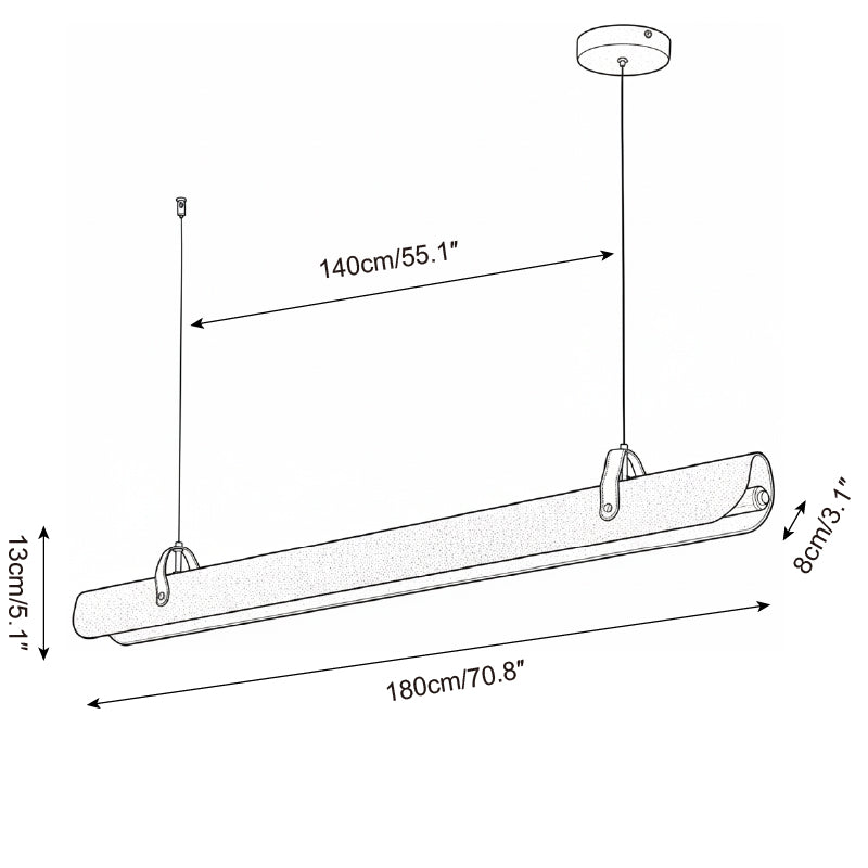Étienne LED-Linearlampe mit Lederriemen und Metallrahmen