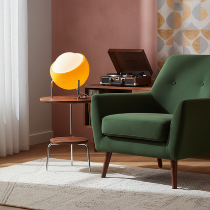 Margaux Bauhaus Dome Tischleuchte mit gebogenem Metallsockel