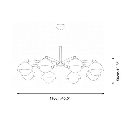 Élise Chandelier, Acrylkugel-Schirme mit Holzapplikationen