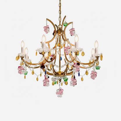 Adeline Kristalllüster, florale Glasakzente mit Antik-Finish