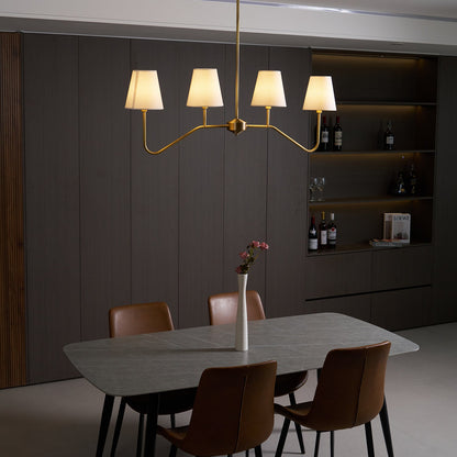Colette Linear Brass Fabric Shade Chandelier