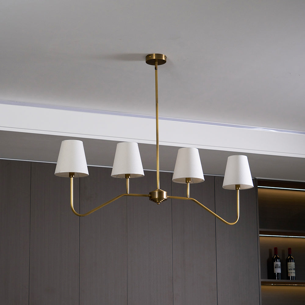 Colette Linear Brass Fabric Shade Chandelier