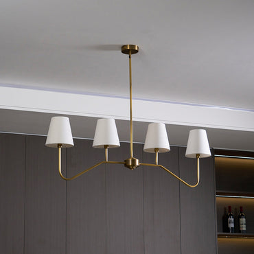 Colette Linear Messing Kronleuchter mit Stoffschirm